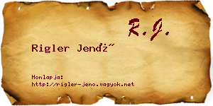 Rigler Jenő névjegykártya